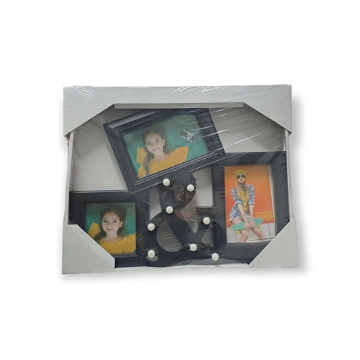 Picture of MULTI FRAME 3 PHOTOS W/LIGHT BLACK